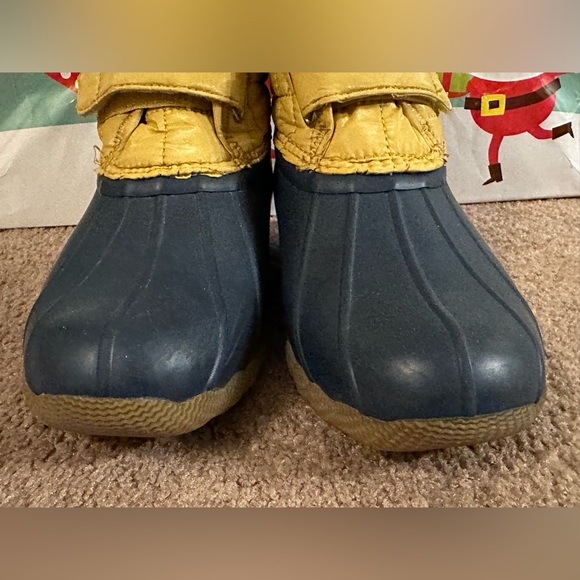 Sperry Saltwater Jetty Waterproof Duck Boots Rain Boots Yellow Navy Velcro Sz 6 - Picture 6 of 16